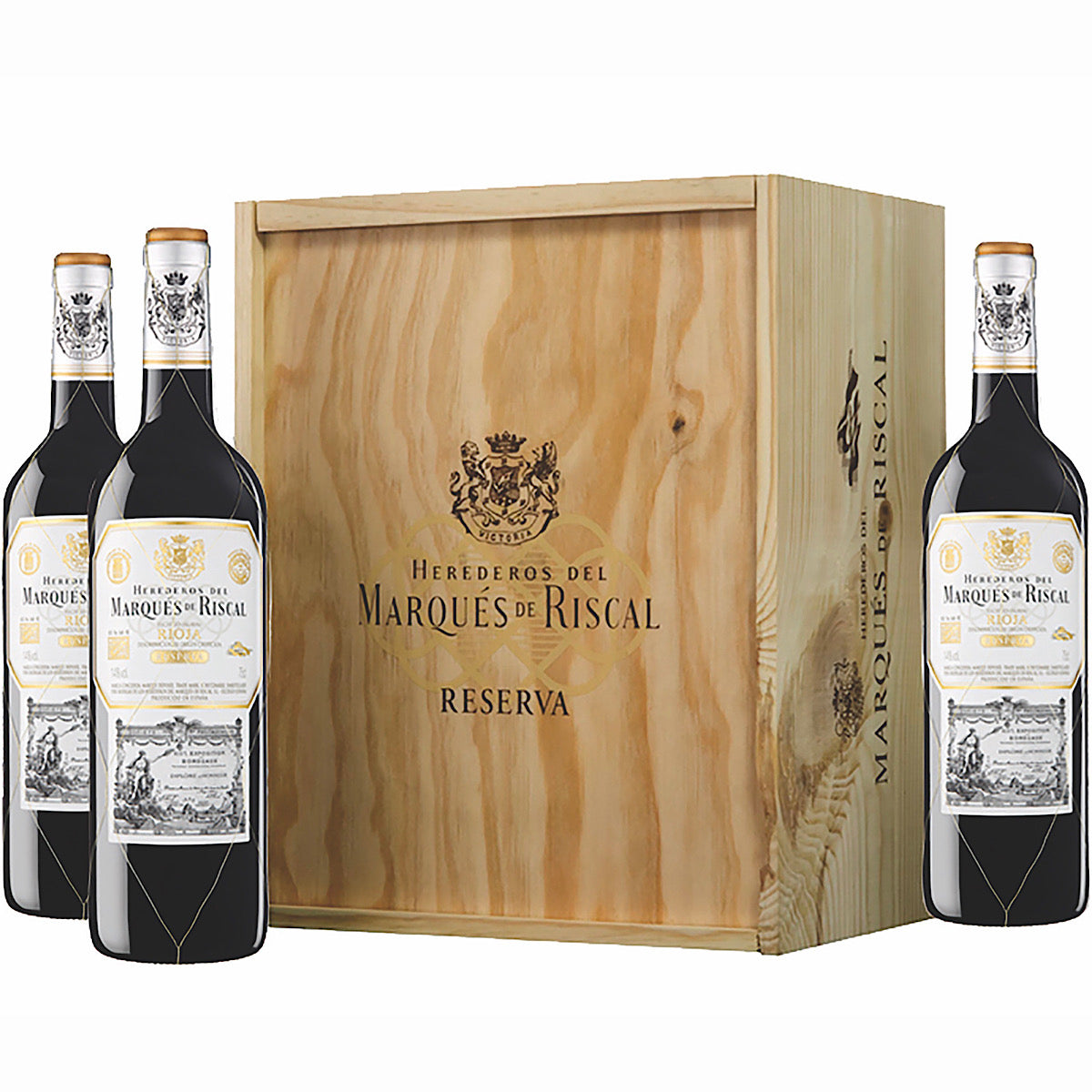 Rioja Reserva  Marqués de Riscal 75cl - 3 bottle wooden box